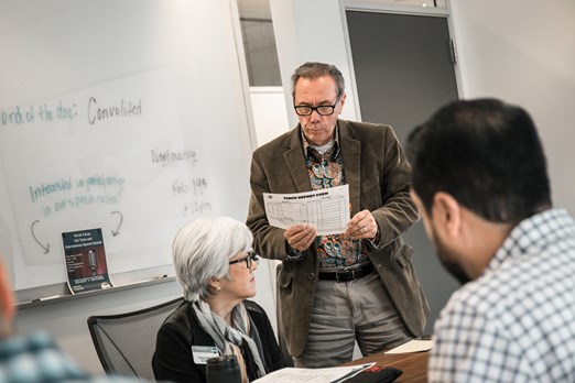 LAVIDGE Ad Libs Distinguished Toastmaster Dan McGinnis serves as a functionary during a meeting Feb. 5, 2020.